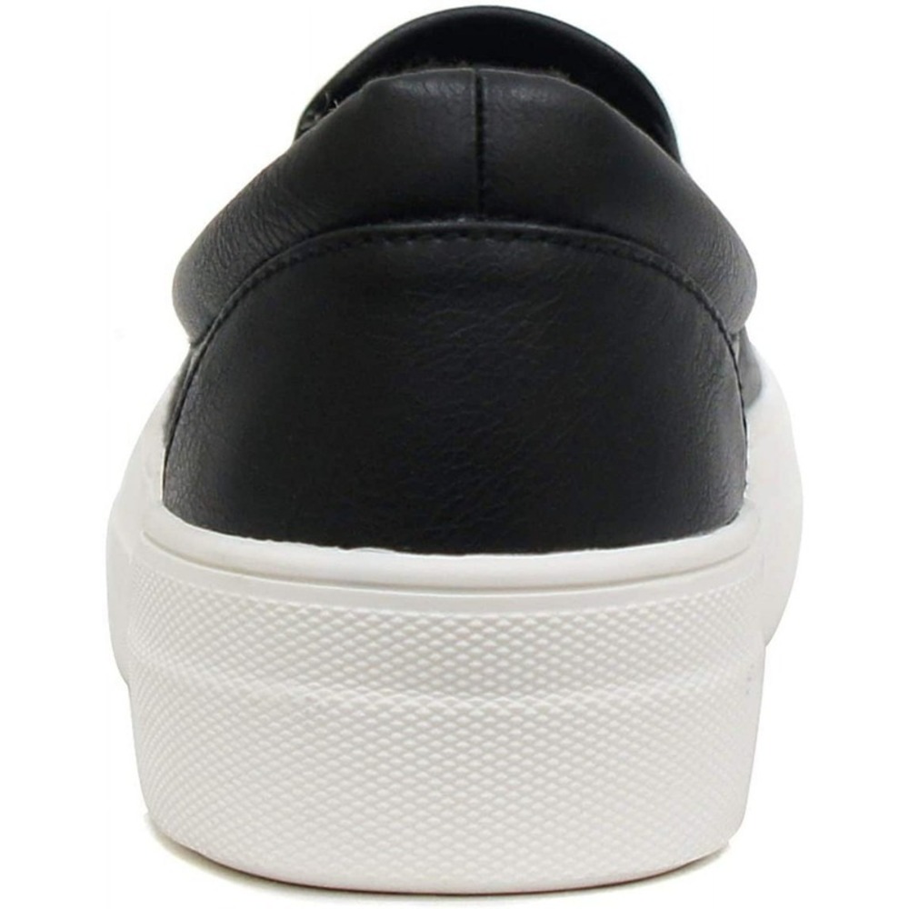 Women's Slip-On Platform Sneakers Memory Foam Faux Leather Black Size 9 - Picture 5 of 5